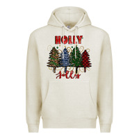 Oatmeal Heather holly jolly Christmas trees Premium Hoodie - RanaPortraitStore