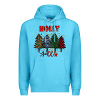 Ocean Blue holly jolly Christmas trees Premium Hoodie - RanaPortraitStore