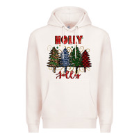 Pale Pink holly jolly Christmas trees Premium Hoodie - RanaPortraitStore