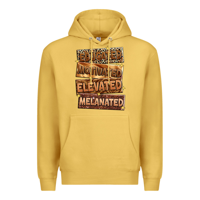 Educated Motivated Elevated Melanated Premium Hoodie by Zillion Design Studio | Teevron