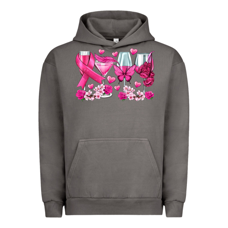 Breast Cancer Wine Glasses Urban Hoodie by texasbilliewilder | Teevron