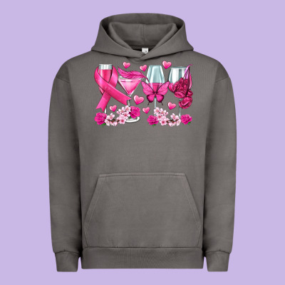 Breast Cancer Wine Glasses Urban Hoodie Designed By Texasbilliewilder