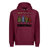 Burgundy merry christmas trees Premium Hoodie - RanaPortraitStore