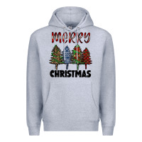 Heather Grey merry christmas trees Premium Hoodie - RanaPortraitStore