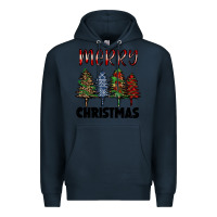 Navy merry christmas trees Premium Hoodie - RanaPortraitStore