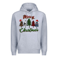 Heather Grey merry christmas trees Premium Hoodie - RanaPortraitStore
