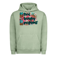 Pigment Oil Green super tired super hungry super pregnant Urban Hoodie - Zillion Design Studio
