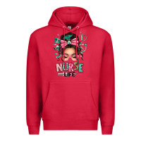 Cardinal afro messy bun nurse life Premium Hoodie - texasbilliewilder