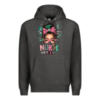 Charcoal Heather afro messy bun nurse life Premium Hoodie - texasbilliewilder