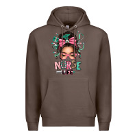 Coffee afro messy bun nurse life Premium Hoodie - texasbilliewilder