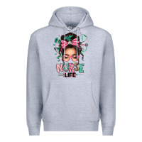 Heather Grey afro messy bun nurse life Premium Hoodie - texasbilliewilder