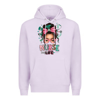 Lilac afro messy bun nurse life Premium Hoodie - texasbilliewilder