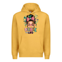 Mustard afro messy bun nurse life Premium Hoodie - texasbilliewilder