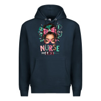 Navy afro messy bun nurse life Premium Hoodie - texasbilliewilder