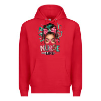 Red afro messy bun nurse life Premium Hoodie - texasbilliewilder