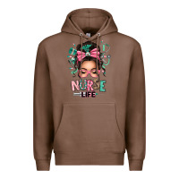 Chestnut afro messy bun nurse life Premium Hoodie - texasbilliewilder