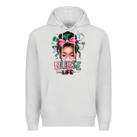 Dove Grey afro messy bun nurse life Premium Hoodie - texasbilliewilder