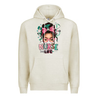 Oatmeal Heather afro messy bun nurse life Premium Hoodie - texasbilliewilder