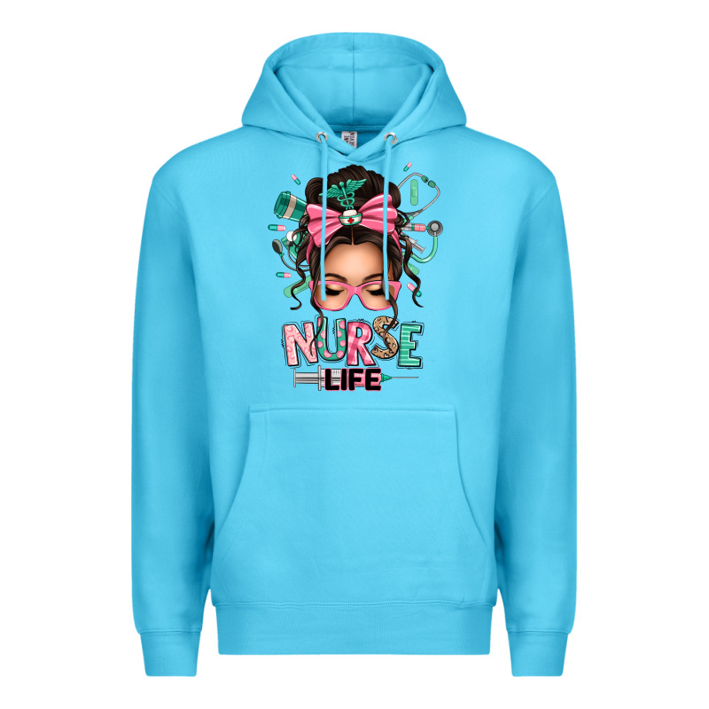 Afro Messy Bun Nurse Life Premium Hoodie by texasbilliewilder | Teevron