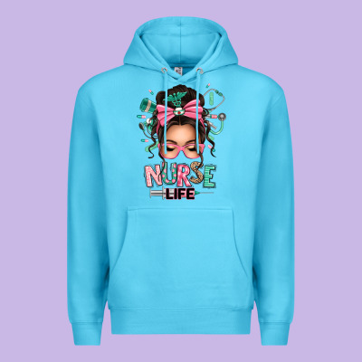 Afro Messy Bun Nurse Life Premium Hoodie Designed By Texasbilliewilder