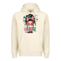 Sandshell afro messy bun nurse life Premium Hoodie - texasbilliewilder