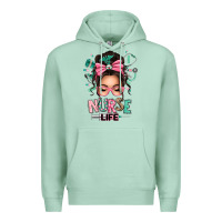Seafoam afro messy bun nurse life Premium Hoodie - texasbilliewilder