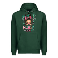 Sports Green afro messy bun nurse life Premium Hoodie - texasbilliewilder