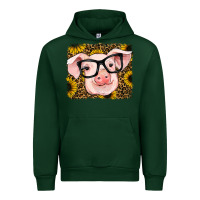 Forest Green sunflowers pig Urban Hoodie - RanaPortraitStore