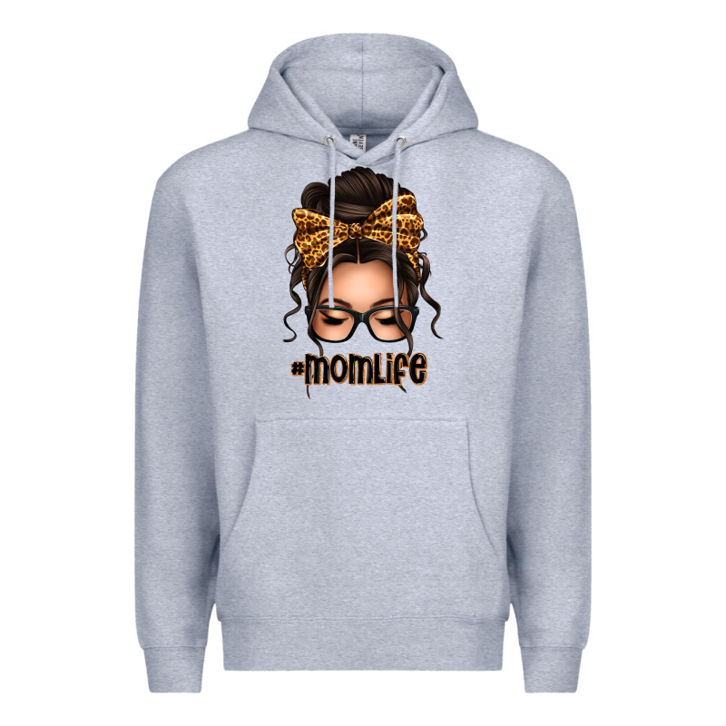 Caucasian Leopard Messy Bun Mom Life Premium Hoodie by texasbilliewilder | Teevron