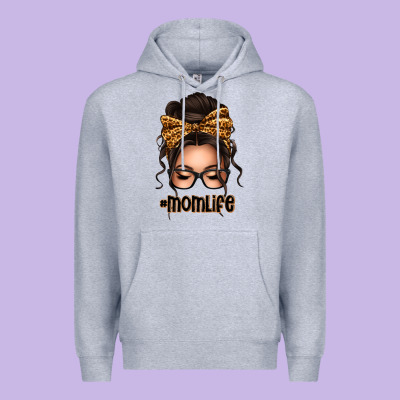 Caucasian Leopard Messy Bun Mom Life Premium Hoodie Designed By Texasbilliewilder