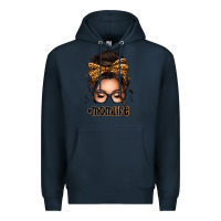 Navy caucasian leopard messy bun mom life Premium Hoodie - texasbilliewilder