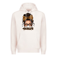 Pale Pink caucasian leopard messy bun mom life Premium Hoodie - texasbilliewilder