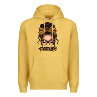 Antique Gold caucasian leopard messy bun mom life Premium Hoodie - texasbilliewilder