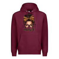 Burgundy caucasian leopard messy bun mom life Premium Hoodie - texasbilliewilder