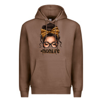 Chestnut caucasian leopard messy bun mom life Premium Hoodie - texasbilliewilder