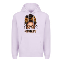 Lilac caucasian leopard messy bun mom life Premium Hoodie - texasbilliewilder