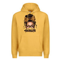 Mustard caucasian leopard messy bun mom life Premium Hoodie - texasbilliewilder