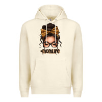 Sandshell caucasian leopard messy bun mom life Premium Hoodie - texasbilliewilder