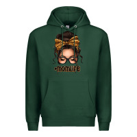 Sports Green caucasian leopard messy bun mom life Premium Hoodie - texasbilliewilder