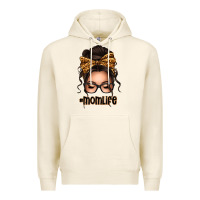 Caucasian Leopard Messy Bun Mom Life Premium Hoodie | Teevron