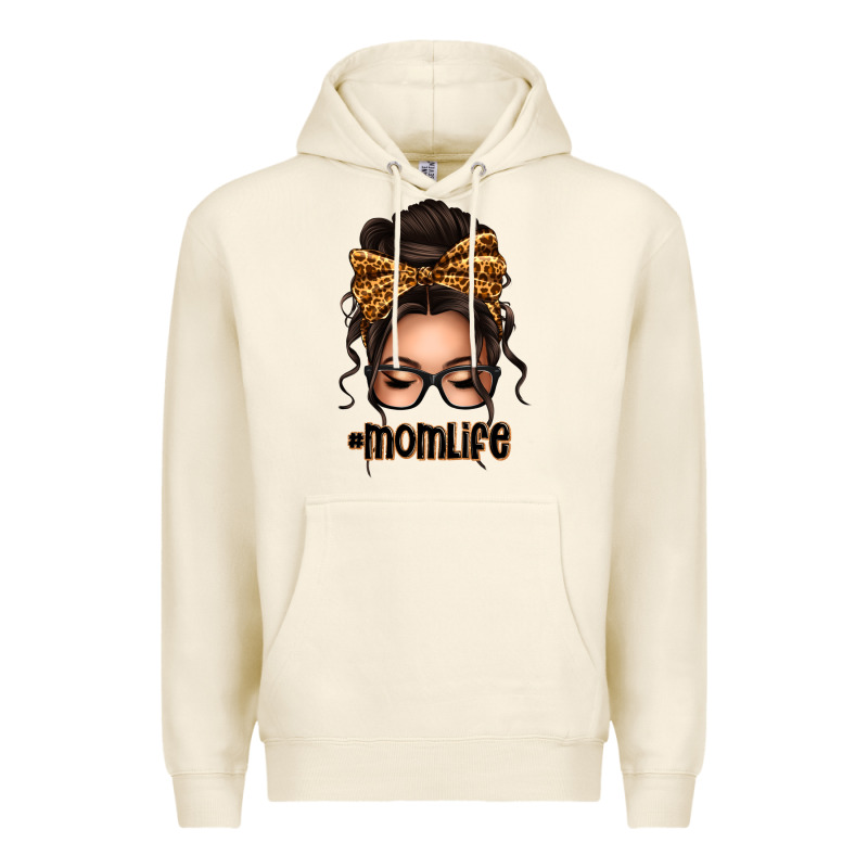 Caucasian Leopard Messy Bun Mom Life Premium Hoodie by texasbilliewilder | Teevron