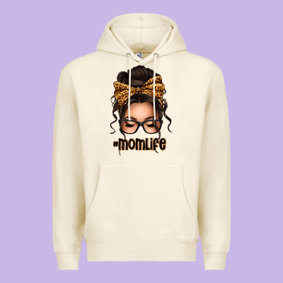 Caucasian Leopard Messy Bun Mom Life Premium Hoodie Designed By Texasbilliewilder