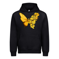 Black flowers and childhood cancer ribbon butterfly Urban Hoodie - texasbilliewilder