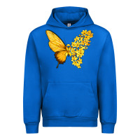 Cobalt flowers and childhood cancer ribbon butterfly Urban Hoodie - texasbilliewilder