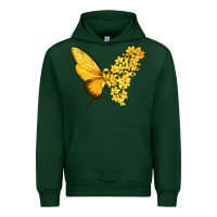Forest Green flowers and childhood cancer ribbon butterfly Urban Hoodie - texasbilliewilder