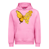 Fuchsia Pink flowers and childhood cancer ribbon butterfly Urban Hoodie - texasbilliewilder