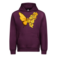Mauve Wine flowers and childhood cancer ribbon butterfly Urban Hoodie - texasbilliewilder