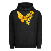 Pigment Black flowers and childhood cancer ribbon butterfly Urban Hoodie - texasbilliewilder