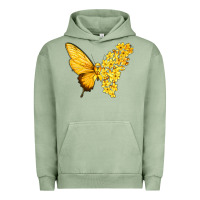 Pigment Oil Green flowers and childhood cancer ribbon butterfly Urban Hoodie - texasbilliewilder