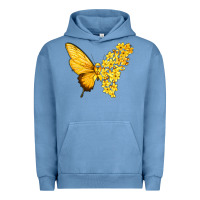 Pigment Pebble Blue flowers and childhood cancer ribbon butterfly Urban Hoodie - texasbilliewilder